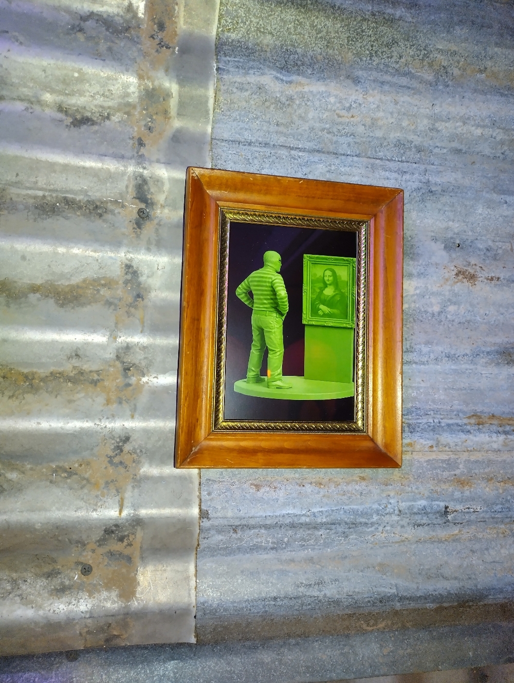 Burglar With Mona Lisa Plastic Army Man Framed Art Print By Neon Nicho
